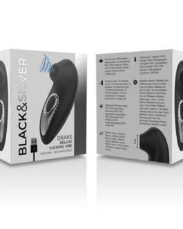 BLACK&SILVER – DRAKE DELUXE SUCKING VIBE RICARICABILE IN SILICONE NERO
