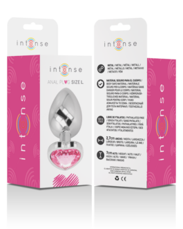 INTENSE – PLUG ANALE IN METALLO ALLUMINIO CUORE ROSA TAGLIA L