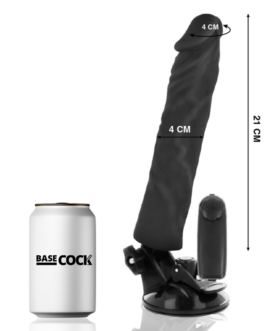 BASECOCK – VIBRATORE REALISTICO TELECOMANDO NERO 21 CM