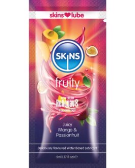 SKINS – LUBRIFICANTE FRUTTATO A BASE D’ACQUA MANGO E FRUTTO DELLA PASSIONE MONODOSE 5 ML