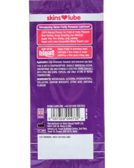 SKINS – LUBRIFICANTE FRUTTATO A BASE D’ACQUA MANGO E FRUTTO DELLA PASSIONE MONODOSE 5 ML