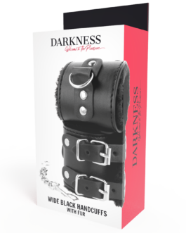 DARKNESS – MANETTE NERE REGOLABILI IN PELLE CON FODERA