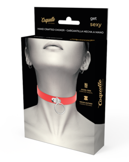 COQUETTE CHIC DESIRE – COLLANA IN PELLE VEGANA ROSSA ACCESSORIO FETISH DONNA