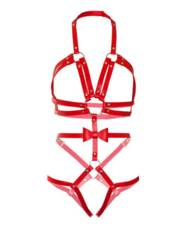 LEG AVENUE – KINK – TEDDY ARNÉS CON TACHUELAS TALLA S – ROJO
