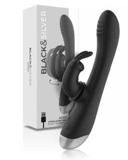 BLACK&SILVER - DJ. STIMOLATORE CONIGLIO IN SILICONE RICARICABILE ADAM NERO