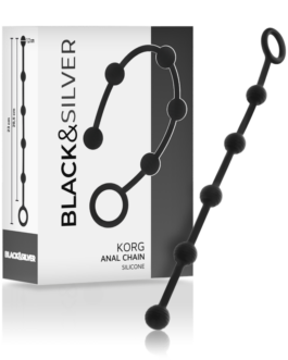 BLACK&SILVER – KORG ROSARIO ANALE INIZIAZIONE IN SILICONE 21 CM