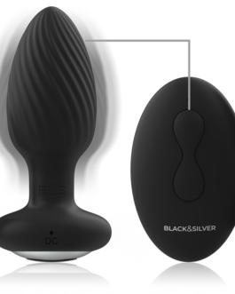 BLACK&SILVER – TELECOMANDO ROTATORE ANALE IN SILICONE CON TAPPO POZZETTI