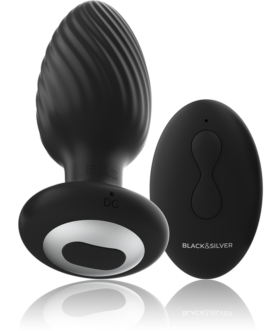 BLACK&SILVER – TELECOMANDO ROTATORE ANALE IN SILICONE CON TAPPO POZZETTI