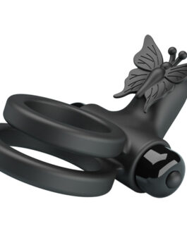 PRETTY LOVE – DOPPIO ANELLO VIBRANTE CON STIMOLATORE NERO