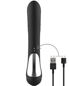 BLACK&SILVER – STIMOLATORE CONIGLIO IN SILICONE RICARICABILE JAMIE NERO
