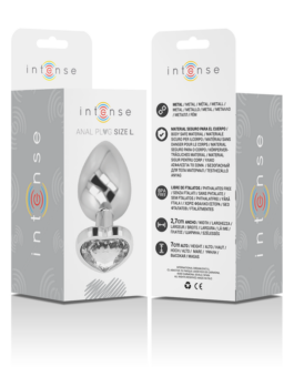 INTENSE – PLUG ANALE METALLO ALLUMINIO BIANCO CUORE TAGLIA L