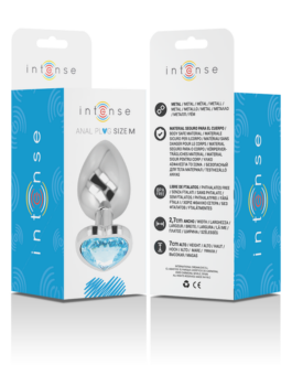 INTENSE – PLUG ANALE IN METALLO ALLUMINIO CUORE BLU TAGLIA M