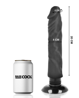 BASECOCK – VIBRATORE REALISTICO 2-1 NERO 20 CM