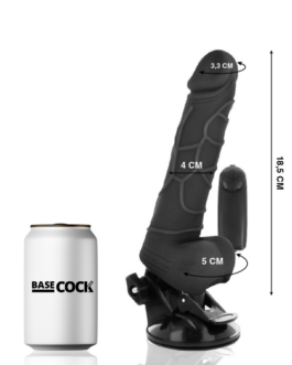 BASECOCK – VIBRATORE REALISTICO TELECOMANDO NERO 18,5 CM