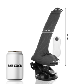 BASECOCK – VIBRATORE REALISTICO TELECOMANDO NERO 19 CM