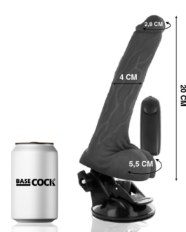 BASECOCK – VIBRATORE REALISTICO TELECOMANDO NERO CON TESTICOLI 20 CM