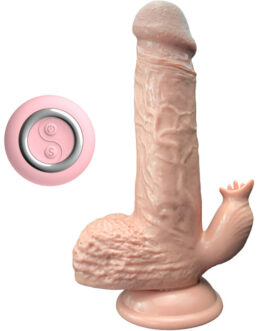 ARMONY – VIBRATORE REALISTICO E DILDO SPINTA CON STIMOLATORE DELLA LINGUA 19 CM