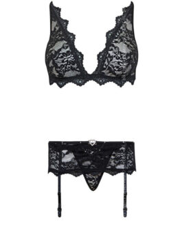 LIVCO CORSETTI FASHION – BELITA LC 90231 SUJETADOR + PANTY + LIGUERO NEGRO S/M