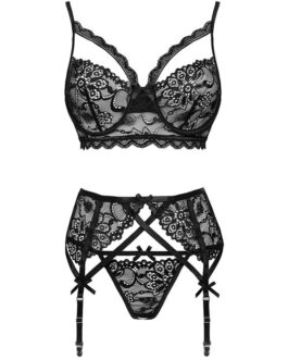 LIVCO CORSETTI FASHION – MORIDAM LC 90552 SUJETADOR + LIGUERO + PANTY NEGRO
