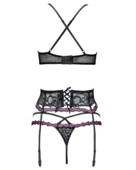 LIVCO CORSETTI FASHION – SNEHANA LC 90443 SUJETADOR + LIGUERO + PANTY NEGRO