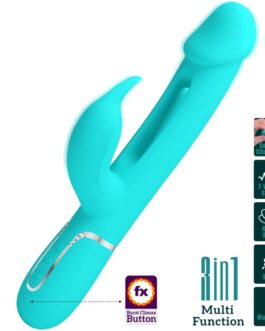 PRETTY LOVE – VIBRATORE DEJON RABBIT 3 IN 1 MULTIFUNZIONE VERDE ACQUA
