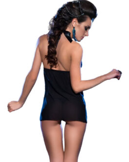 CHILIROSE – CR 3859 BABYDOLL & TANGA NEGRO/AZUL S/M