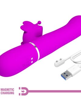 PRETTY LOVE – VIBRATORE MULTIFUNZIONE RABBIT 4 IN 1 FARFALLA FUCSIA