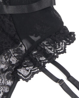 SUBBLIME – TEDDY CON LIGA DETALLE ENCAJES Y TIRAS NEGRO S/M