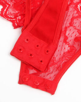 SUBBLIME – TEDDY CON LIGA DETALLE ENCAJE Y TIRAS ROJO S/M