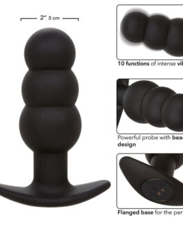CALEXOTICS – ROCK BOTTOM PERLINE TAPPO ANALE 10 VIBRAZIONI SILICONE NERO