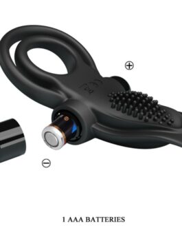 PRETTY LOVE – DOPPIO ANELLO VIBRANTE + STIMOLATORE CLITORIDEO 10 VIBRAZIONI NERO