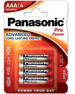 PANASONIC – BATTERIA ALCALINICA AAA PRO POWER LR03 BLISTER*4