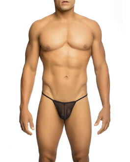 MOB – TANGA TRANSPARENTE CON FORMA DE T NEGRO TALLA S/M