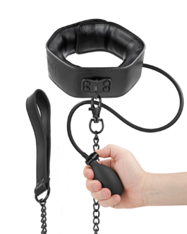 FETISH SUBMISSIVE BONDAGE – COLLARE GONFIABILE DA STRANGOLAMENTO CON CATENA