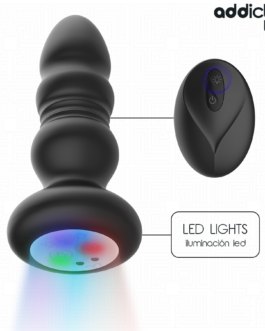 ADDICTED TOYS – TAPPO ANALE ROTANTE E VIBRANTE, LUCE LED, TELECOMANDO