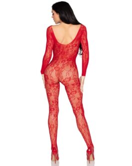 LEG AVENUE – 89366 BODYSTOCKING IN PIZZO ROSSO – TAGLIA UNICA