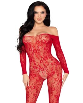 LEG AVENUE – 89366 BODYSTOCKING IN PIZZO ROSSO – TAGLIA UNICA