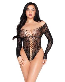 LEG AVENUE – 89370 TEDDY IN RETE E PIZZO NERO – TAGLIA UNICA