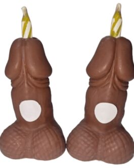 DIABLO PICANTE – CANDELE CON NUMERI DI COMPLEANNO A FORMA DI PENE TONO SCURO 2 UNITÀ