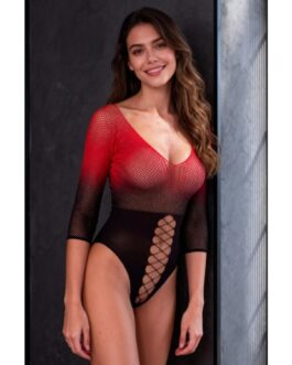 PASSION – BS118 BODYSTOCKING IN RETE NERA E ROSSA