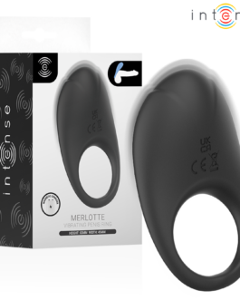 INTENSE – MERLOTTE ANILLO VIBRADOR CON ESTIMULACIÓN DE CLÍTORIS NEGRO