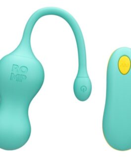 ROMP – CELLO VIBRATORE MULTIFUNZIONE A UOVO TURCHESE CON TELECOMANDO