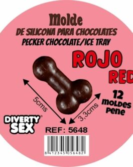 DIABLO PICANTE - STAMPO PER CIOCCOLATO CON 12 PENI IN SILICONE DA APPENDERE ROSSO