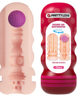 PRETTY LOVE – MASTURBATORE VAGINALE FLORA CON VENTOSA E TEXTURE INTERNE
