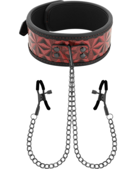 BEGME – COLLETTO RED EDITION CON MORSETTI PER CAPEZZOLI CON FODERA IN NEOPRENE