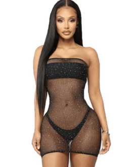 QUEEN LINGERIE – ABITO BODY A RETE CON DIAMANTI S/L