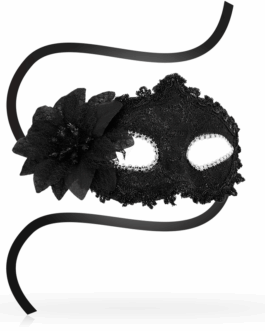 OHMAMA – MASCHERE ANTIZAZ STILE VENEZIANO FIORE LATERALE – NERA