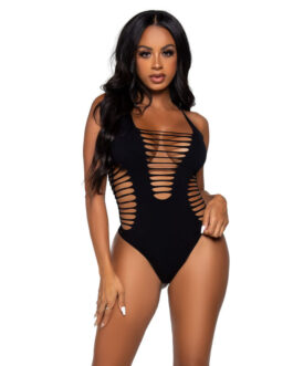 LEG AVENUE – BODY TANGA RACERBACK TALLA UNICA – NEGRO