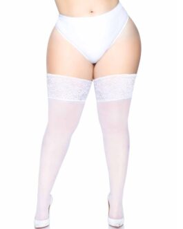 LEG AVENUE – AUTOREGGENTE TAGLIA PLUS BIANCO TRASPARENTE