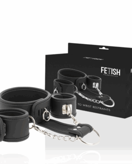 FETISH SUBMISSIVE – COLLANA E MANETTE IN PELLE VEGANA CON FODERA IN NOPRENE